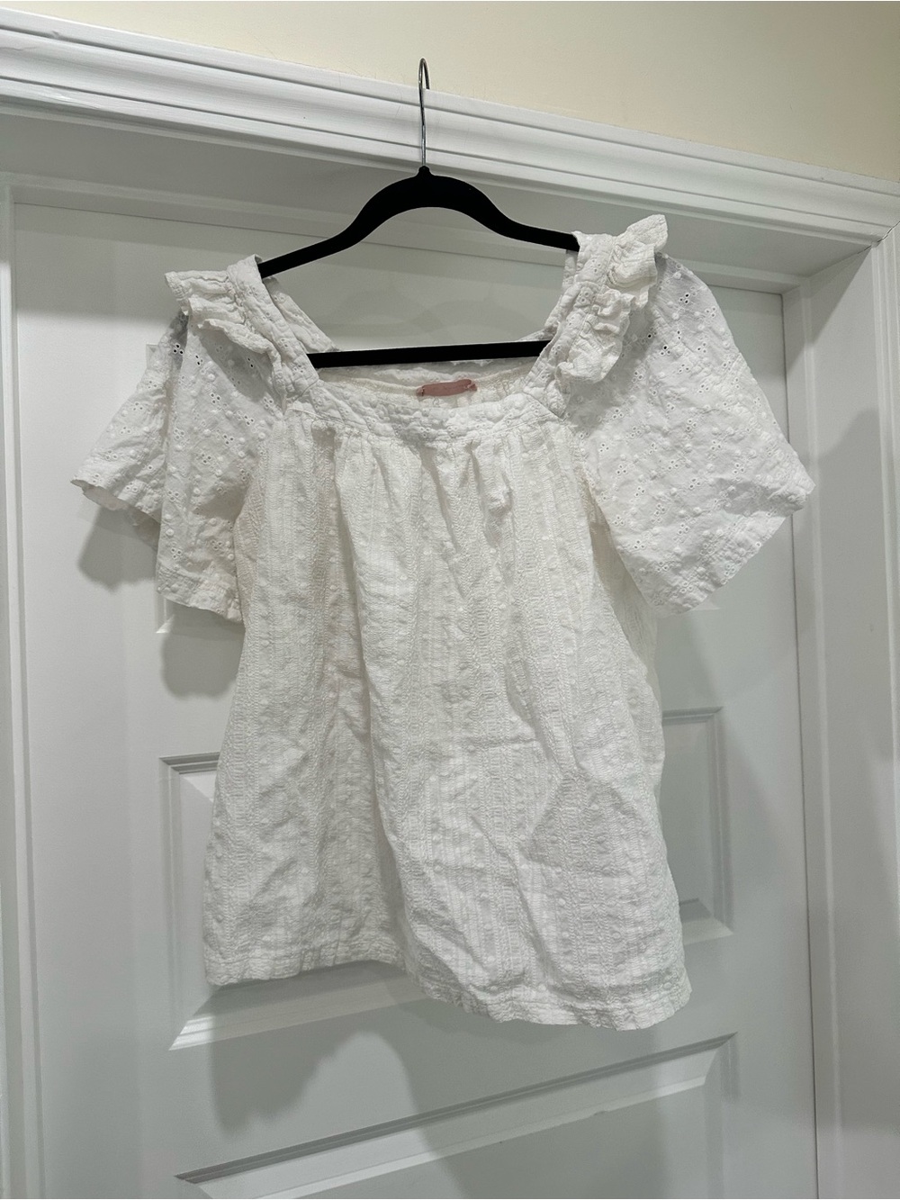 White Ruffle Sleeve Blouse